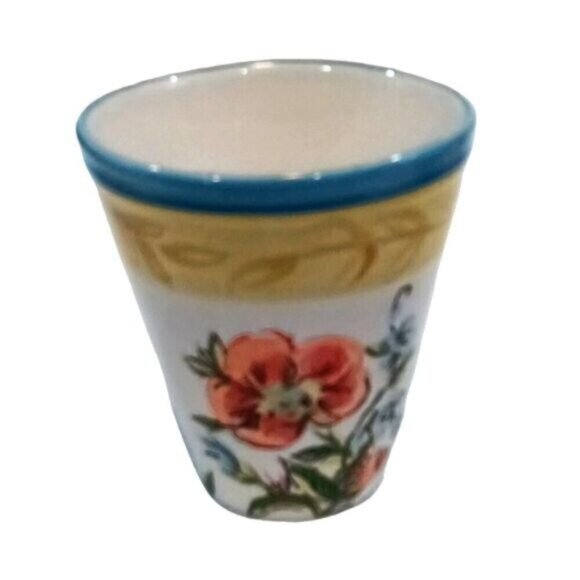 Vintage Pier 1 Imports 'Provence' Hand-painted Earthenware Coffee Mugs Set of 4 - Picture 5 of 8